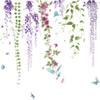 LD96262 Elegante fundo de flor de glicínia embelezamento de parede sala de estar quarto varanda decoração adesivos de parede autoadesivos