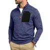 Ropa de hombre transfronteriza, talla US, sudadera con forro polar catiónico para otoño e invierno, sudadera con media cremallera y cuello alto con bolsillos de parche para hombre en Amazon