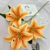 Buquê de Flores Artificiais 3D com Três Cabeças de Lírios para Mesa de Escritório em Casa e Decoração de Restaurante, Flores Artificiais para Ano Novo DIY Enfeites de Arranjo de Flores para Casa