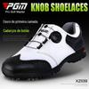 Novos Sapatos de Golfe PGM Masculinos Estilo Aristocrático Retro Impermeáveis Couro Bovino de Camada Superior Cadarço com Botão