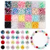 Set de Perlas Artificiales Perforadas Sueltas DIY Coloridas Redondas de ABS Materiales para Joyería Accesorios Caja de 24/28 Compartimentos