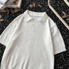 Camiseta Polo de Manga Curta Casual Moderna de Verão Estilo Japonês para Homens, Elegante e Sofisticada, Camisa de Tricô Simples com Gola Dobrável de Meia Manga