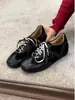 Versão em Couro~Tênis de Treino Alemão Preto Retrô, Tênis Lace-Up Forrest Gump, Tênis Casuais Femininos para Aumentar a Altura, Tênis Esportivos Versáteis, Modernos