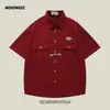 Nova Marca de Moda Camisa de Manga Curta Retrô com Padrão de Waffle Masculina Verão Street Style Americano College Camisa Versátil para Casal