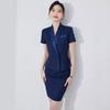 Terno profissional de manga curta, roupa formal feminina para escritório, recepção de hotel, shopping, vendas de hotéis, roupas de trabalho de beleza, saia fina