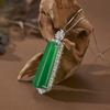 Collar con colgante de plata de ley S925 con calcedonia y esmeralda, cadena de clavícula a juego, regalo para el Día de la Madre