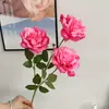 Boda Artificial 3 Cabezas Rosa Cuerno Grande Rosa Diamante Rosa Seda Hogar Decoración Suave Flor Falsa Salón de Bodas Pasillo Arreglo Floral