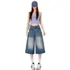 Jeans Anchos de Cintura Alta Estilo Retro Americano Color Naranja Infantil para Mujer, Corte Holgado, Adelgazantes, Modernos, Tendencia, Pantalones Rectos Cropped Versátiles.