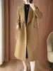Nuevo Abrigo Coreano de Lana 100% Otoño/Invierno 2026 Abrigo Versátil de Cachemira Doble Cara para Mujer, Longitud Media, Engrosado