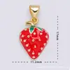 Venta directa del fabricante, al por mayor en stock, joyería de cobre dulce de 18 quilates con colgantes de frutas de fresa y cereza de esmalte de colores