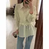 26 Camisa de Rayas Ligeramente Transparente de Moda Coreana de Alta Gama para Mujer