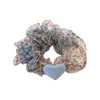 Goma para el pelo esponjosa de estampado de leopardo azul para niñas, accesorio para el pelo dulce y único para peinados de moño