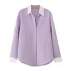 Fabricante Mayorista de Ropa Femenina Transfronteriza Moda Europea y Americana 2026 Holgada de Botón Único Bloque de Color Cuello Polo Camisa Rayada