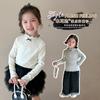 Camiseta de Manga Larga para Niña 2026 Primavera y Otoño Nueva Elegante Camiseta Base de Lunares con Bordes Fruncidos Ropa Infantil