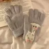 Guantes de Punto, Lindos Estilo Coreano Otoño e Invierno Estudiantes con Dedos Táctiles Guantes de Felpa para Mantener Caliente y a Prueba de Frío, Engrosados para Ciclismo