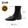 Botines de Tobillo Estilo Ballet Punta Cuadrada Retro ZHR para Mujer 2026 Otoño Invierno Nuevos Botas Vintage con Lazo Tacón Grueso Botas Adelgazantes