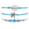 Pulsera transfronteriza europea y americana nueva deseo creativo bohemio estrella de mar concha cuenta azul tobillera traje conjunto de tres piezas