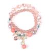 Pulseira pingente charme oriental anel duplo estilo fada pulseira de cristal morango natural feminina pulseira menina fresca pulseira