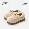 Sapatos de Algodão com Aumento de Altura de 4,0 cm para Mulheres, Pantufas de Pelúcia Espessadas com Veludo Adicional para o Inverno, Sapatos de Algodão com Cobertura de Salto Antiderrapante para Uso Externo no Inverno