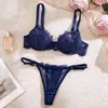 Conjunto de sujetador y tanga de encaje de venta caliente transfronterizo, estilo chica hot europea y americana, conjunto de dos piezas delgado, transpirable y sexy para mujer