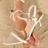 Sandalias de Moda de Verano de Nuevo Estilo, Simples y Elegantes, de una Sola Tira para Mujer, con Tacones Delgados, Puntas Puntiagudas, Correas con Hebillas Sexy y Diseño Abierto