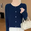 Suéter cárdigan de punto trenzado estilo coreano con cuello redondo para mujer, chaqueta corta de primavera y otoño, suéter de moda, ropa exterior cálida, moderno