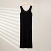 Vestido Chaleco de Tela Fresca de Verano Cuello en U Seda de Hielo Sin Costuras Extendido Talla Grande Gorditas Tirantes Base Camisón Sexy