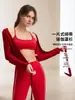 Saída de praia de peça única com alça para yoga para mulheres, top esportivo fino de secagem rápida para o verão, roupa de ginástica de manga comprida para Pilates como peça externa
