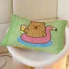 Funda de almohada cepillada de dibujos animados de capibara, individual, para estudiantes, neutral, de dormitorio, 48x74 cm, estampado infantil