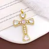 Colgante Transfronterizo Estilo Europeo y Americano Ins Moda Accesorios de Joyería DIY Zirconia Colorida Microincrustada Accesorios de Cruz Geométrica para Mujeres