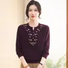 Ropa de punto para madre de estilo chino casual, reductora de edad, de manga larga, versátil, para mujeres de mediana edad y mayores, 2026 Primavera y Otoño