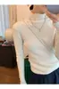 [Pronta Entrega] Camisa de Base com Gola Alta Vc Lã Pura Fio de Contagem Alta para Mulheres Inverno Nova Blusa Pulôver Pura