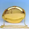Bolso de Mano Metálico con Forma de Huevo, Carcasa de Acrílico Dorado, Bolso de Hombro Cruzado, Billetera, Bolso de Noche Transfronterizo
