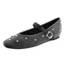 Zapatos de Mujer Mary Jane de Punta Cuadrada Estilo Francés con Pedrería y Tacón Oculto 2026 Nuevos Retro con Correa Única Zapatos de Salón Elegantes de Boca Baja