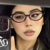 Gafas de Miopía Negras con Montura Cat-Eye para Mujer, Gafas Lisas de Alta Gama para Rostros Cuadrados y Redondos, Se Pueden Equipar con Lentes Graduadas que Cambian de Color