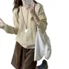 Suéter de punto trenzado retro coreano para mujer, otoño invierno, engrosado, cuello redondo, jersey, estilo holgado y perezoso, top interior