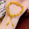 Pulseira de Bola Redonda Oca com Contas de Esmalte Filigranadas Banhada a Ouro Latão, Mesmo Estilo das Lojas de Ouro, Versátil e Elegante com um Toque de Luxo