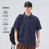 Estilo Nuevo Verano 2026 Camisa Polo de Manga Corta para Hombre con Retazos y Aspecto Vintage Lavado