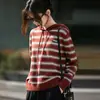 Sudadera juvenil de rayas para mujer, rejuvenecedora, versátil para otoño e invierno, cómoda con capucha a rayas, tejida transfronteriza, casual y holgada