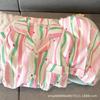 Pijama de Verano para Mujer Algodón Tejido Nube Tela Arrugada Estilo Princesa Lindo Manga Corta Verano Delgado Traje Ropa de Casa