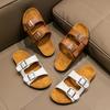Sandálias Birkenstock infantis sem cadarço, chinelos casuais para toda a família, com sola macia, confortáveis, antiderrapantes e com duas tiras, estilo retrô para uso externo.