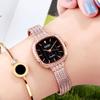Reloj de Mujer Cuadrado Pequeño Goldie Correa de Malla de Acero Inoxidable Espiga de Trigo Reloj Nicho Temperamento Sentido Avanzado Reloj de Cuarzo