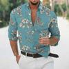 2023 cross-border camisa masculina atacado masculino estampado camisa casual manga comprida lapela havaiana camisa de férias havaiana