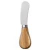 Juego de 4 cuchillos para queso de acero inoxidable con mango de madera de acacia, cortador de crema, tenedor para queso de pizza, espátula, untador de mantequilla, herramienta para hornear