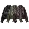 ¡Orden de exportación! AliExpress moda europea y americana transfronteriza, artículo de moda, venta al por mayor, chaqueta de efecto piel ajustada con cuello alto