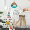 2024 Verano Comercio Exterior Nuevo Estilo Niño Dibujos Animados Cuello Redondo Manga Corta Traje Bebé Niño Casual Pantalones Cortos Conjunto de Dos Piezas Venta al por Mayor