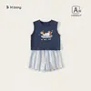 Conjunto de Roupas Bangxuan para Bebês Pequenos, Top de Verão sem Mangas, Conjunto de Duas Peças Infantil, Colete Fino e Shorts, Roupa para Meninos