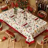 Toalha de Mesa de Natal Impermeável e à Prova de Óleo Sem Lavar Vermelha Decoração de Atmosfera Natalina Arranjo Toalha de Mesa de Café de Ano Novo Toalha de Mesa