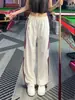 Pantalones de Seda Helada de Tres Rayas Estilo Americano para Hombre, Pantalones Deportivos Finos de Verano de Secado Rápido de Pierna Recta, Pantalones Casuales Sueltos de Rayas Acampanados