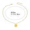 Collar con Colgante Redondo Grabado de Lujo Ligero de Doble Cara con Diamantes Incrustados Acero de Titanio Resistente al Desgaste Color Duradero Estilo Europeo Colgante Simple Versátil